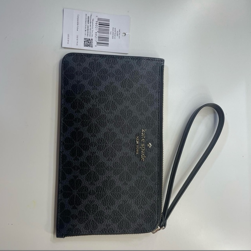 Kate Spade Black Floral Wristlet